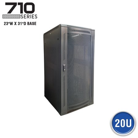 QUEST MFG Floor Enclosure Server Cabinet, Vented Mesh Door, 20U, 3' x 23"W x 31"D FE7119-20-02